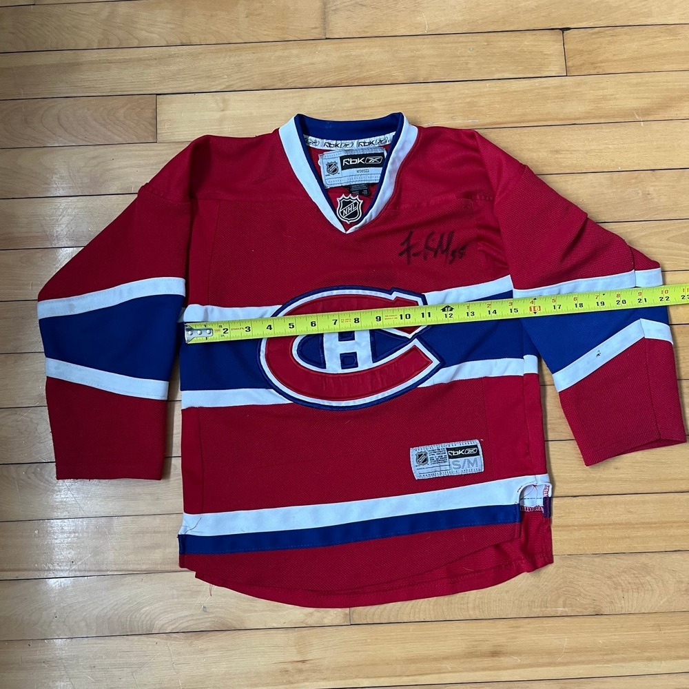 Reebok CCM Montreal Canadiens NHL Youth SM Signed Hockey Jersey Red Blue White - Picture 6 of 7